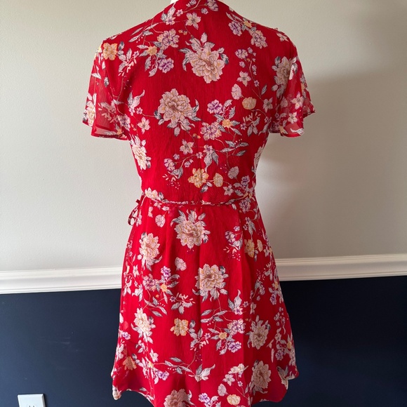 Lush Floral Mini Wrap Dress - Picture 2 of 4